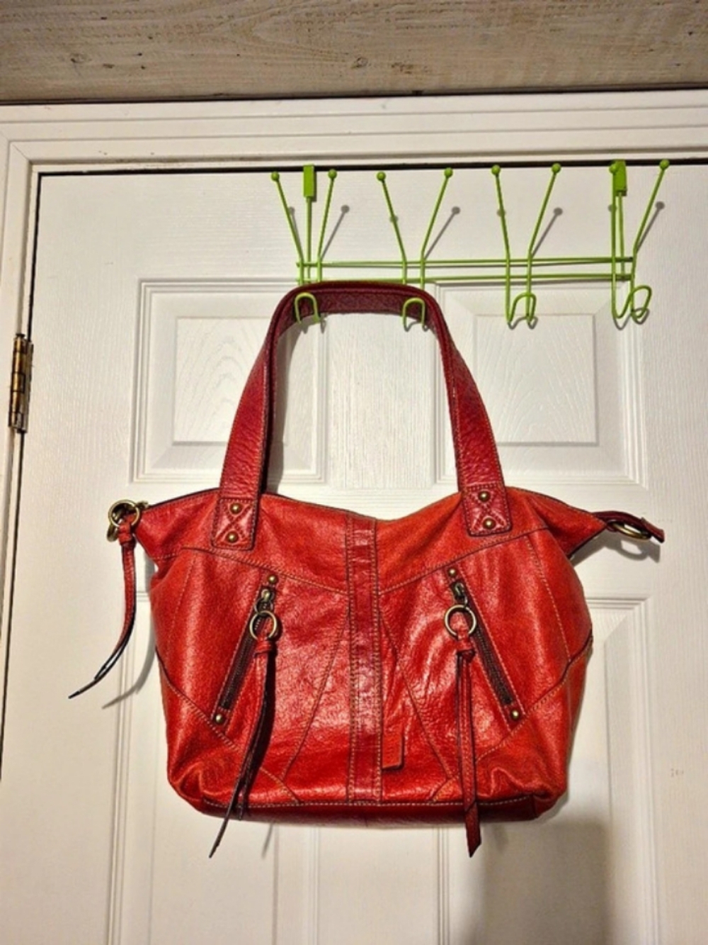 Fossil Pebbled Leather Tote in Red - Picture 2 of 16